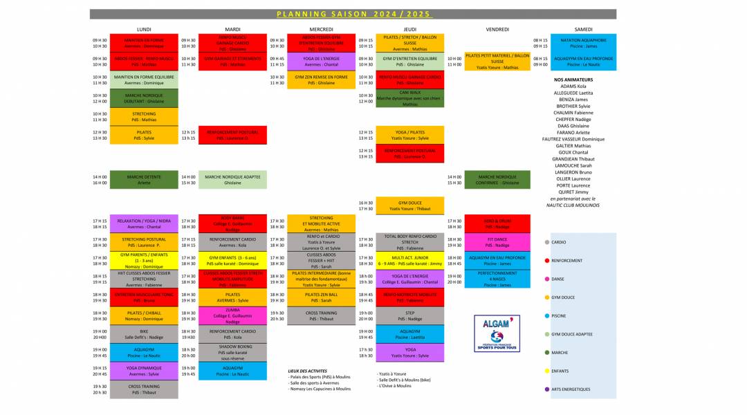 Planning saison 2024/2025